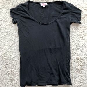 AKA New York Black Raw Sleeve Scoop Neck Top